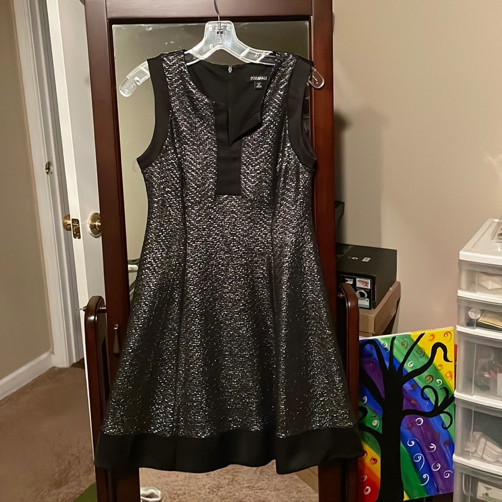 Black silver sparkle A line dress